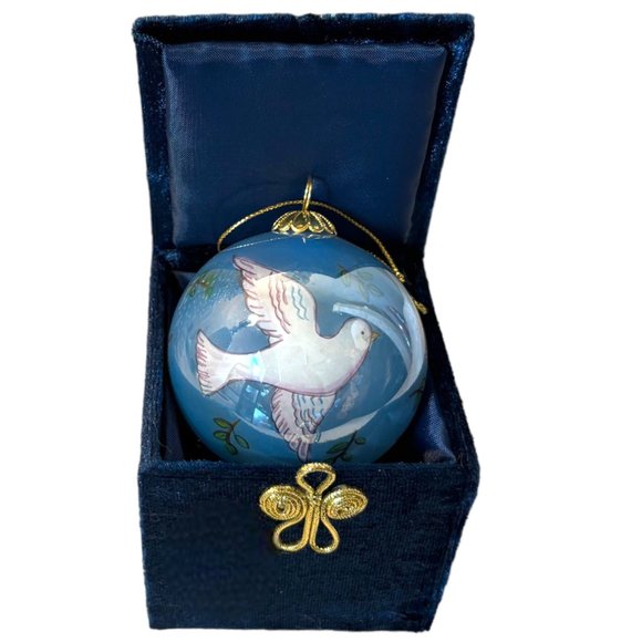 Vintage 2001 Dove Peace On Earth Li Bien Inside Art Glass Ball Ornament - Picture 9 of 9